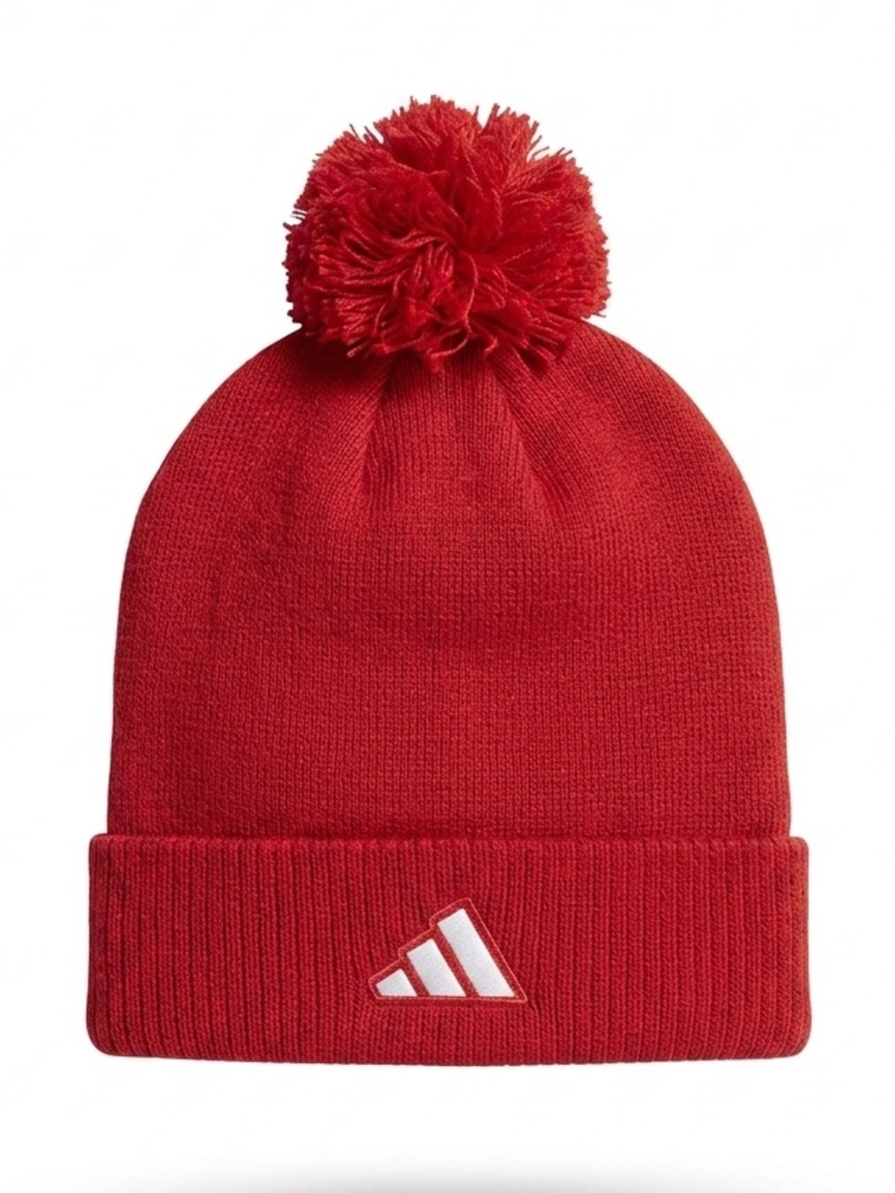 ADIDAS Red Knit Pompom Beanie Toque Winter Hat